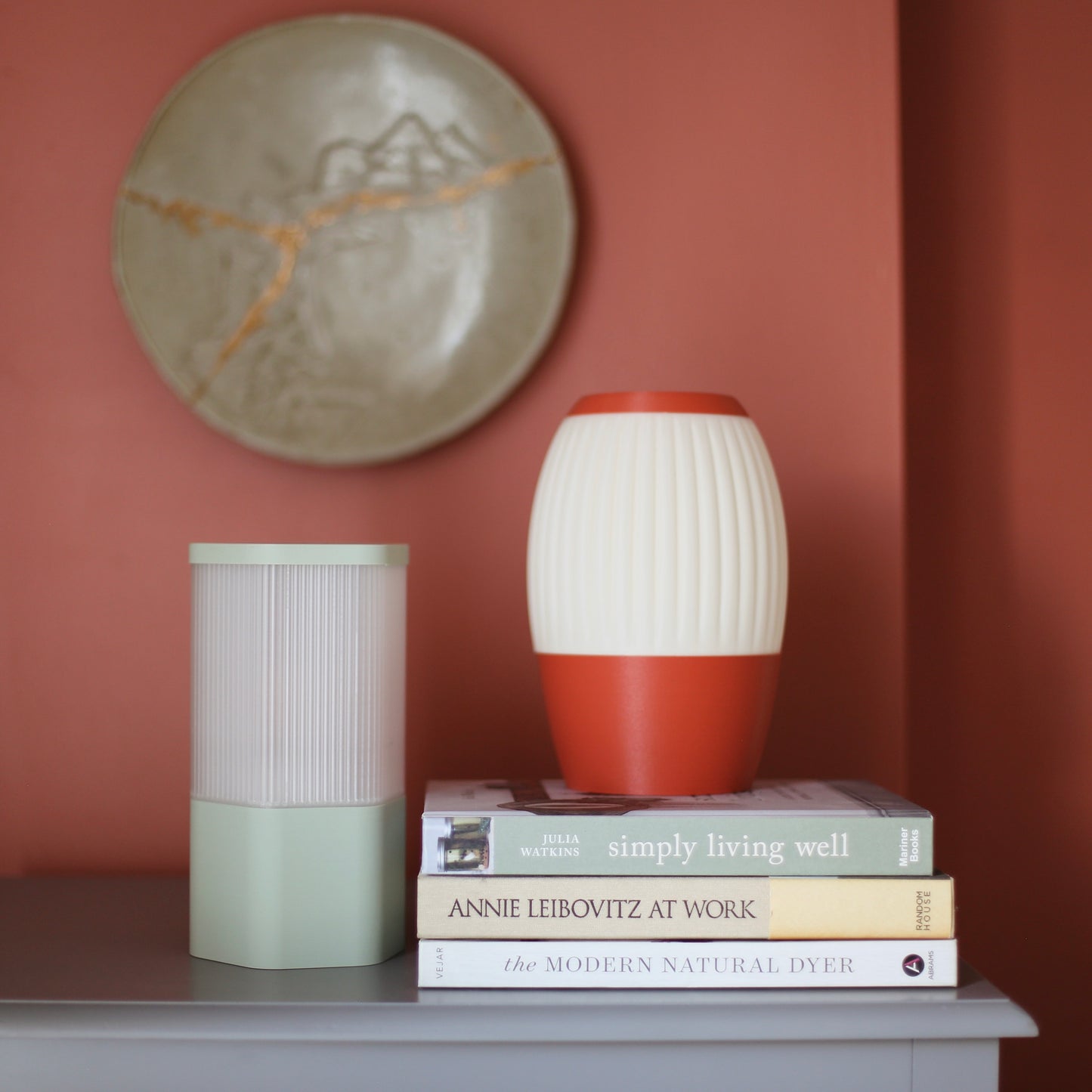 3D Printed Capsule Lamp in Terracotta