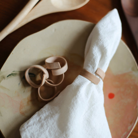 Wooden Hand Bent Napkin Rings (Set of 4)